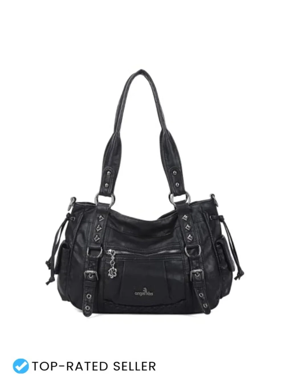 Multi Pocket Hobo Handbag Vegan Leather Satchel Tote Shoulder Bag
